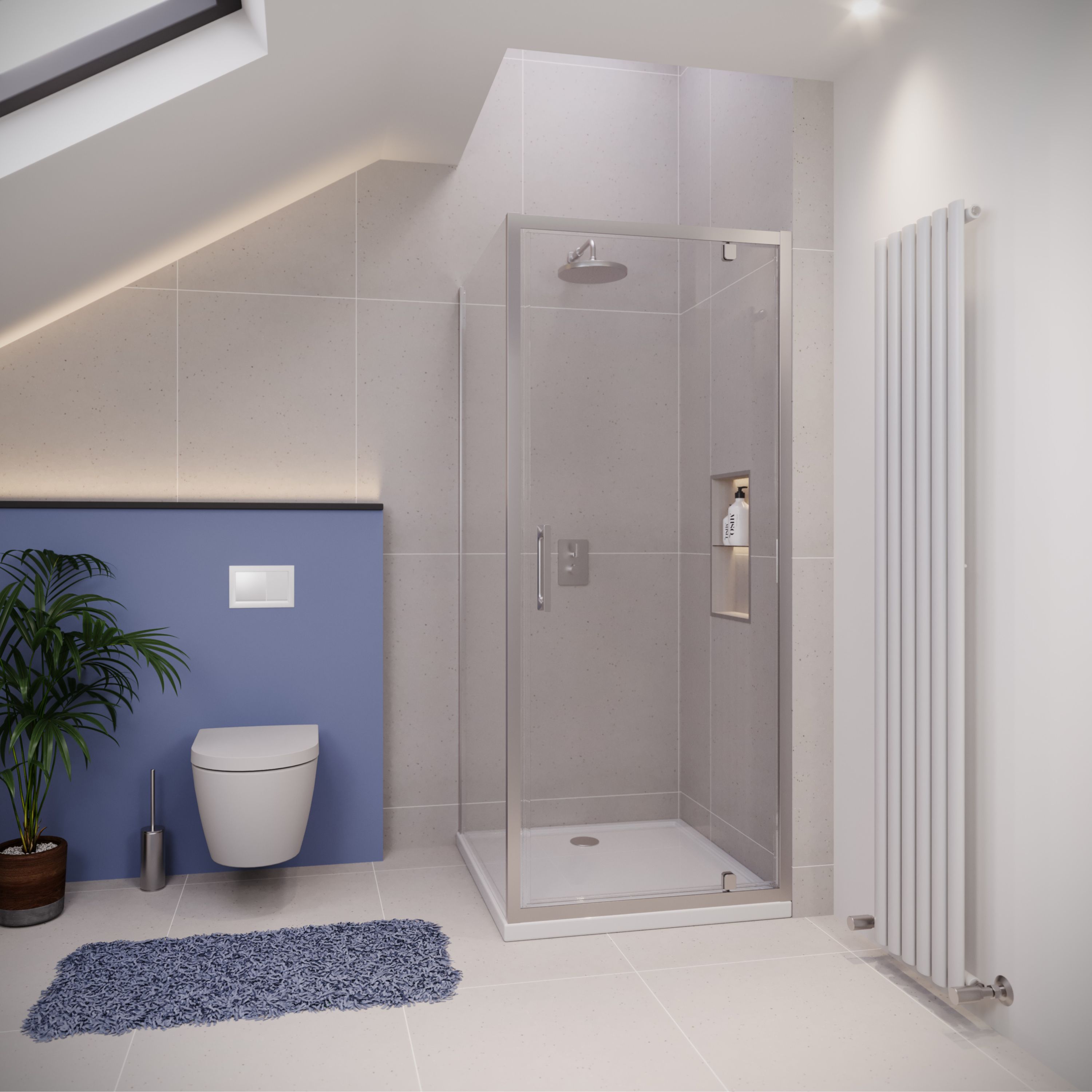 Pivot Door with Frameless Side Panel