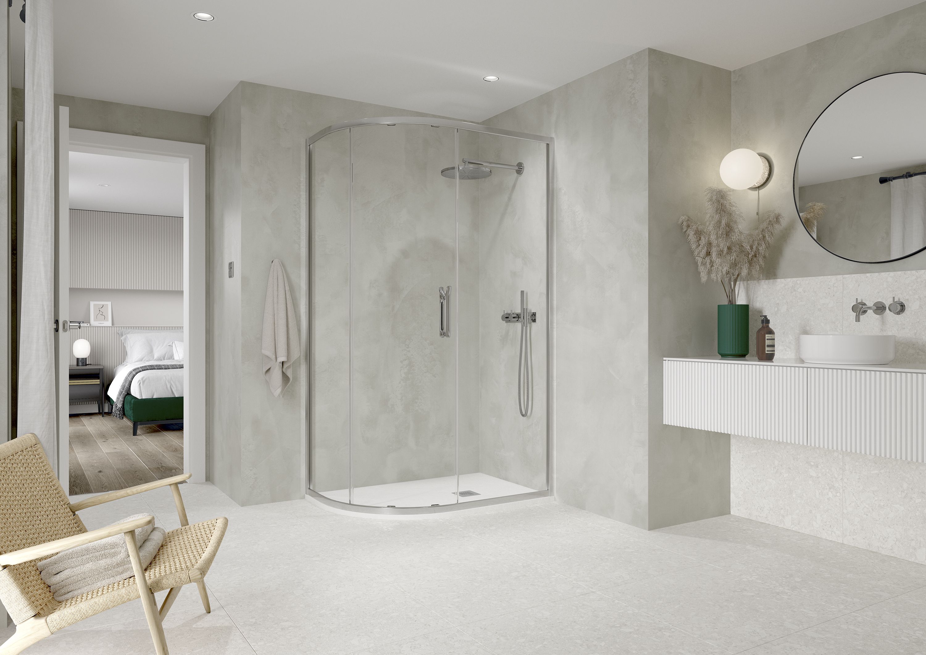 Quadrant/ Offset Quadrant– Best for showers being installed in smaller spaces, fitted in a corner of the bathroom with a curved perimeter.