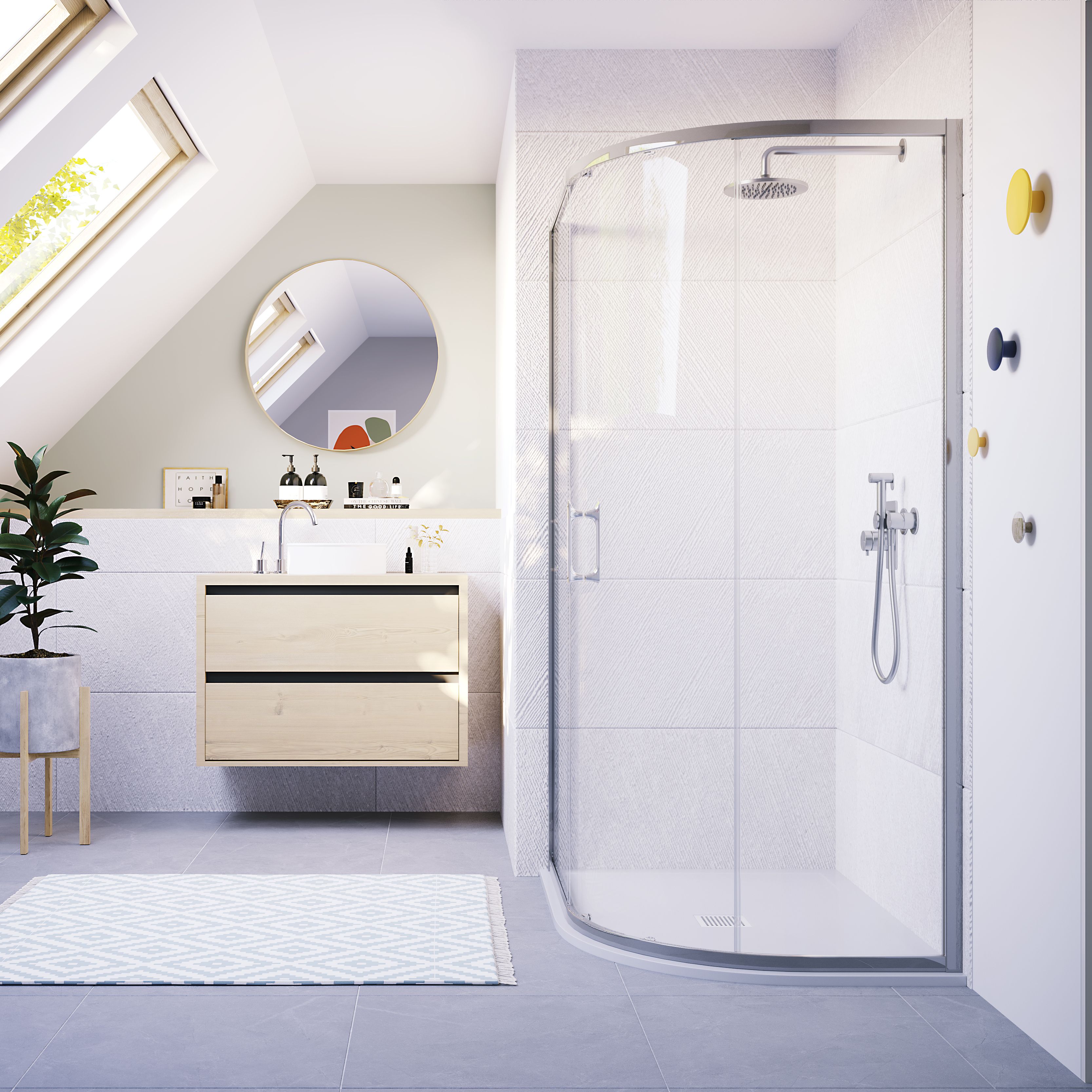 One Door Sliding Offset Quadrant