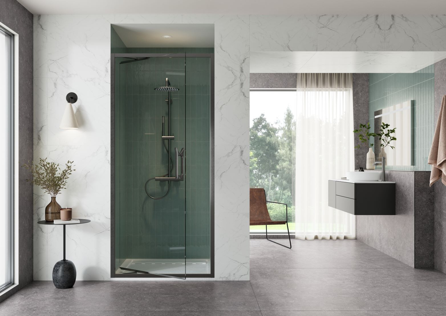 Eto Infold Door In Alcove Gunmetal Grey